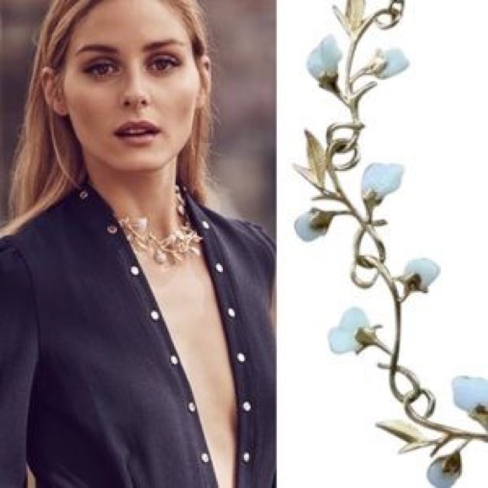 BaubleBar Blue Rose Vine Necklace Vintage RETIRED